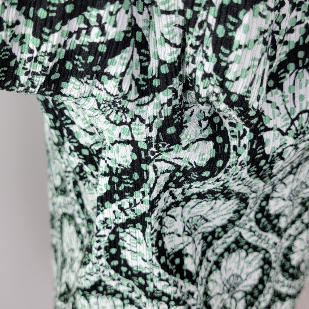 White House Black Market Blouse Women L Mint Green Damask Print Long Sleeve Top - Picture 12 of 14